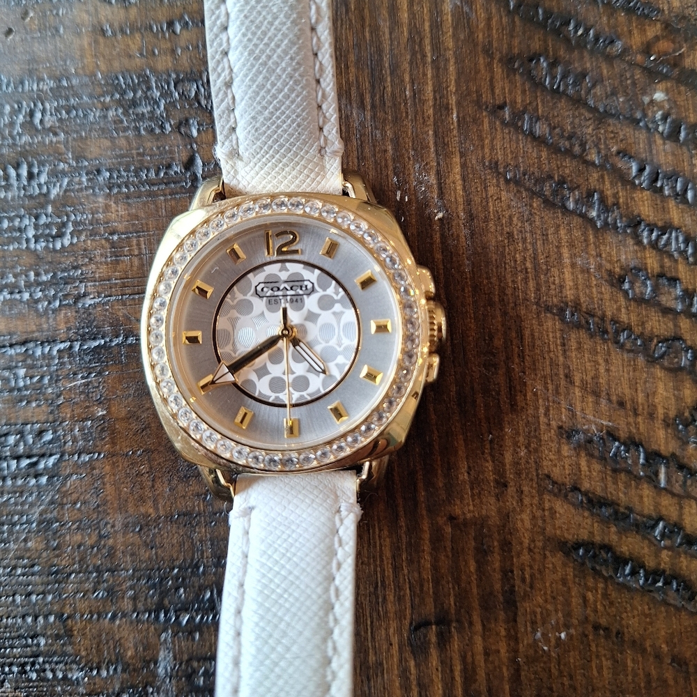 Coach Gold And White Andee Watch